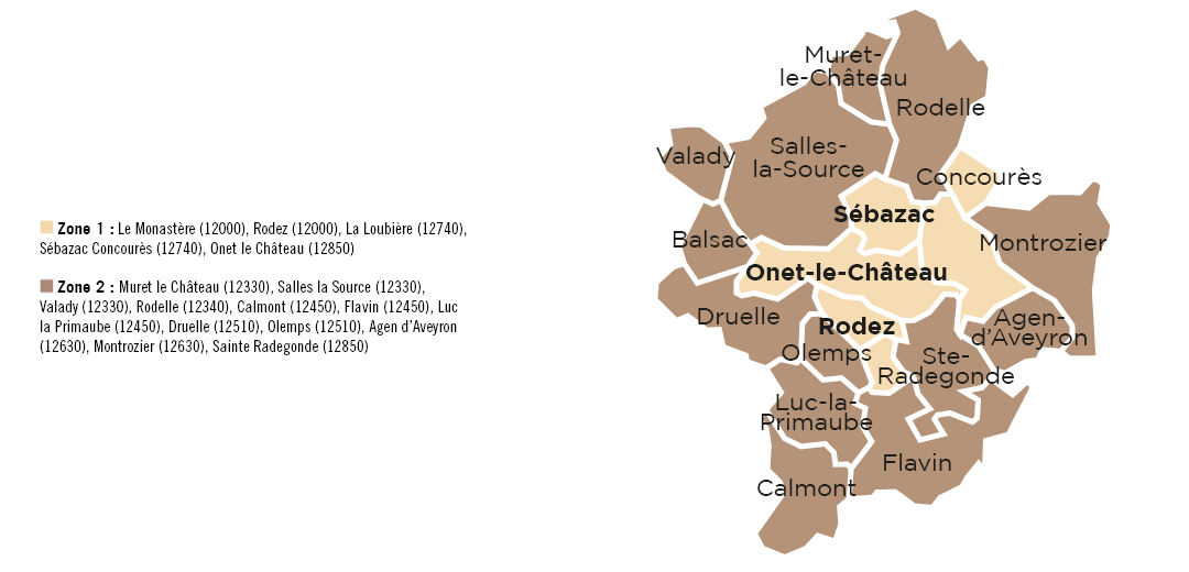 Zone de livraison à Rodez