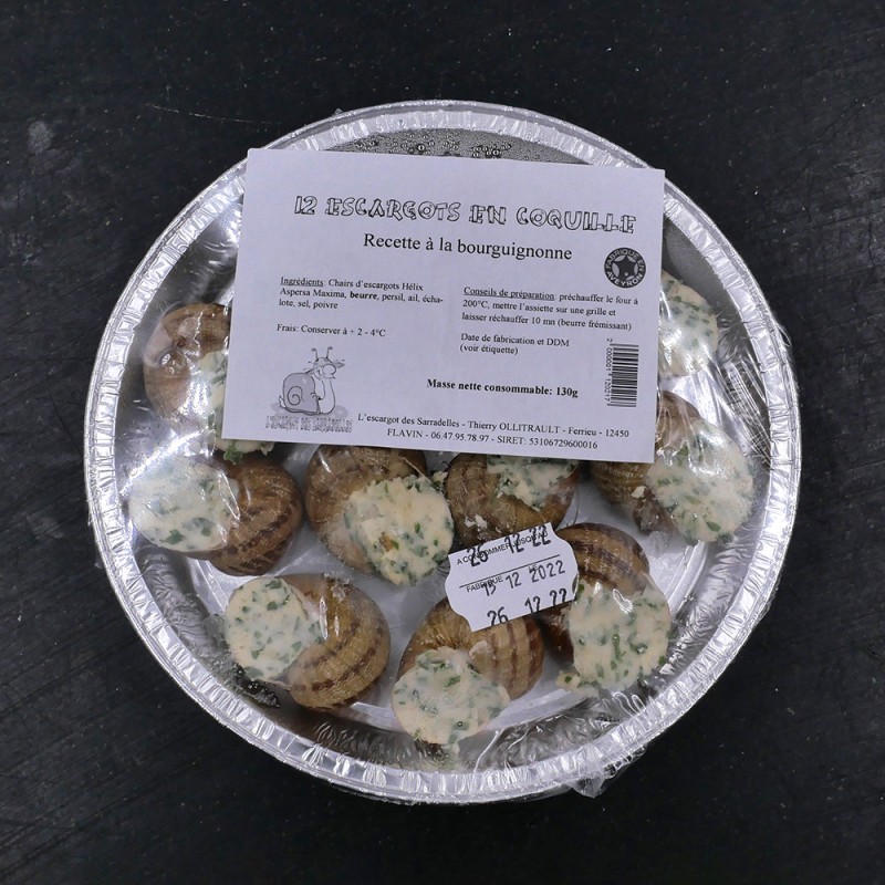 Assiette de 12 escargots frais en coquille