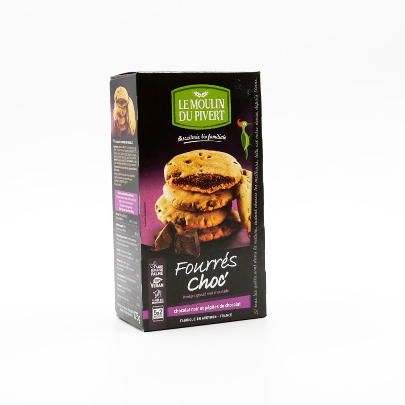 Biscuits Fourrés au chocolat noir et pépites de chocolat bio & vegan - 175  g